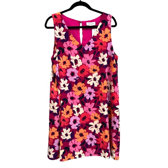 Gilli Stitchfix NWT Lyric V Neck Dress Womens Size L Magenta Floral Sleeveless - Picture 1 of 8